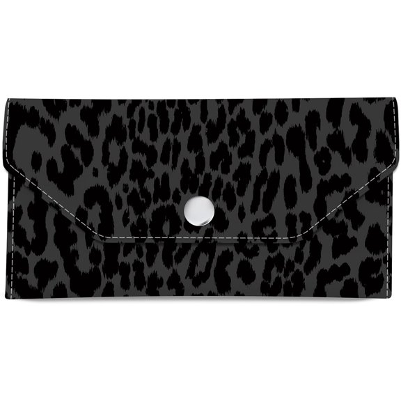 Envelope Wallet Cute PU Leather Envelopes Bag for Men and Women,  Budget Pouch for Budgeting Billing Black Leopard