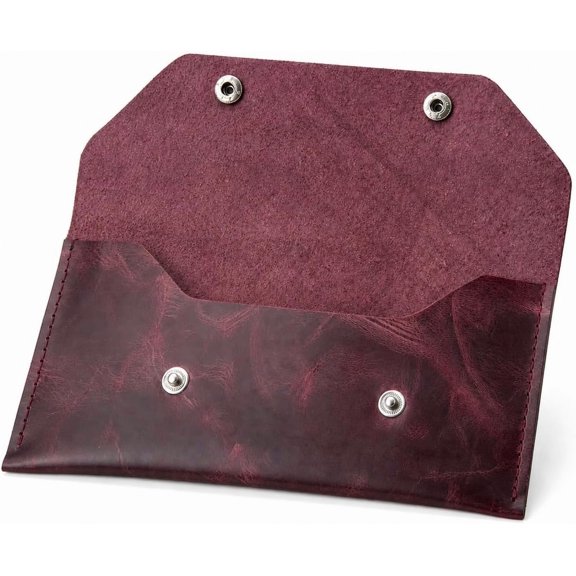 Envelope Wallet, Two Snap Pouch for Men and Women, Budget Envelope Wallet, Slim Organizer for , Cards, Receipts, Checks and (Burgundy)