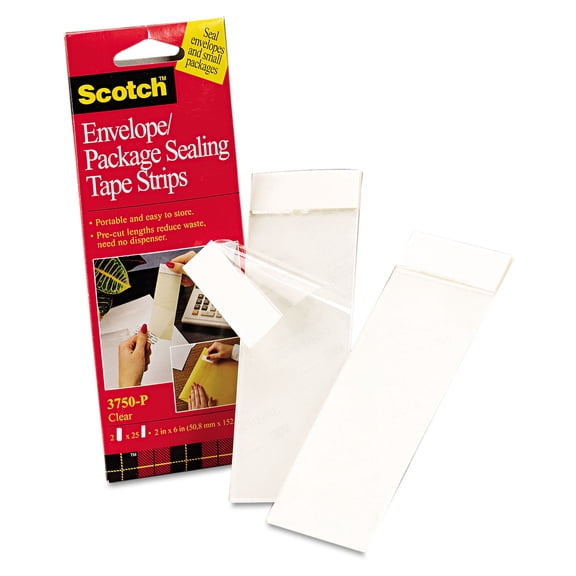 Envelope/package Sealing Tape Strips, 2" X 6", Clear, 50/pack | Bundle of 5 Packs