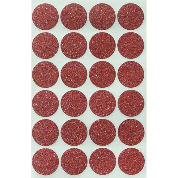 Envelope seals stickers glitter 1" inch 25 mm, Red colored Labels round sticker - 120 pack by Royal Green
