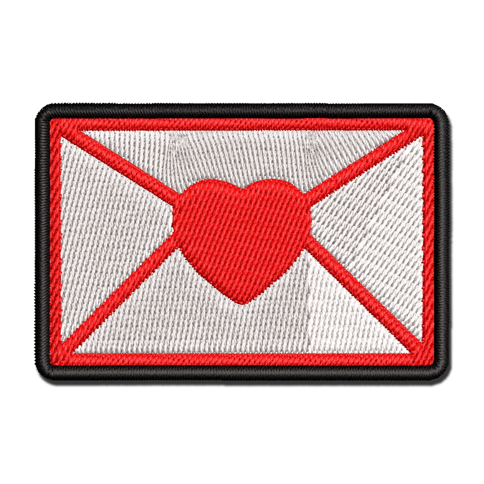 Envelope with Heart Applique Multi-Color Embroidered Iron-On Patch - 3.5 Inch Large