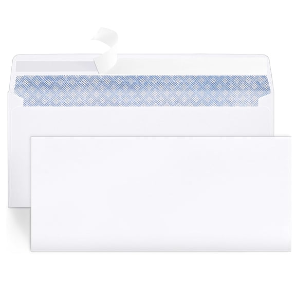 100 Count Envelopes #10 Mailing Envelopes, 4.13 in x 9.5 in Privacy Tint Gummed Envelopes, Business Envelopes, Envelopes Letter with Self-Seal Adhesive Strip, White