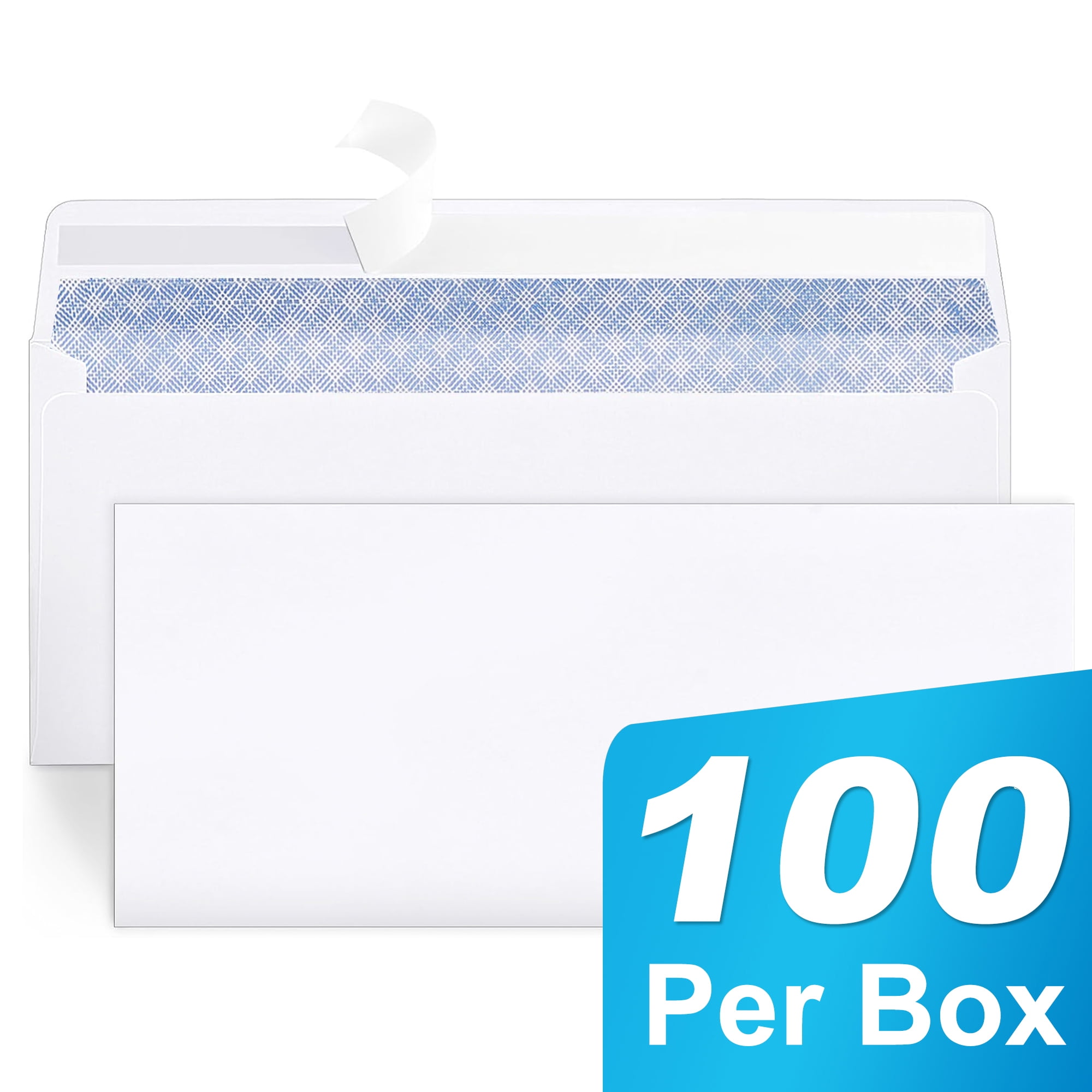 Envelopes, 100 Count #10 Mailing Envelopes, Privacy Tint Gummed Envelopes, Business Envelopes, Envelopes Letter with Self-Seal Adhesive Strip, White, 4.13 in x 9.5 in