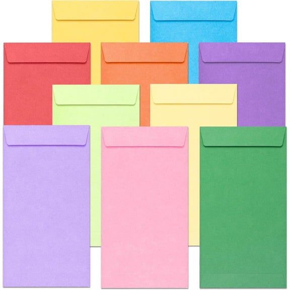 Envelopes for , 100-Count Colorful Envelopes for Gifts, Saving Challenges, , Checks, Seeds, Small Items, 3.5 x 6.5 Inches, Color Pop Collection, 10 Colors
