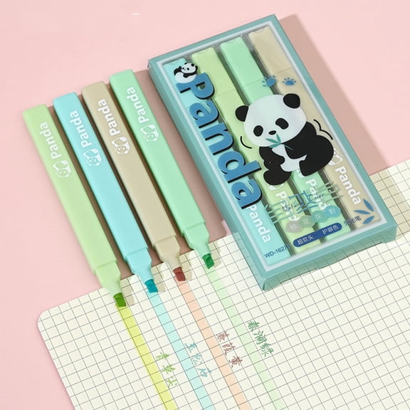 Envelopes P-anda Highlighter, Color Highlighter, O-blique Head Notebook G-raffiti Pack Of Four1ml Stationery Set