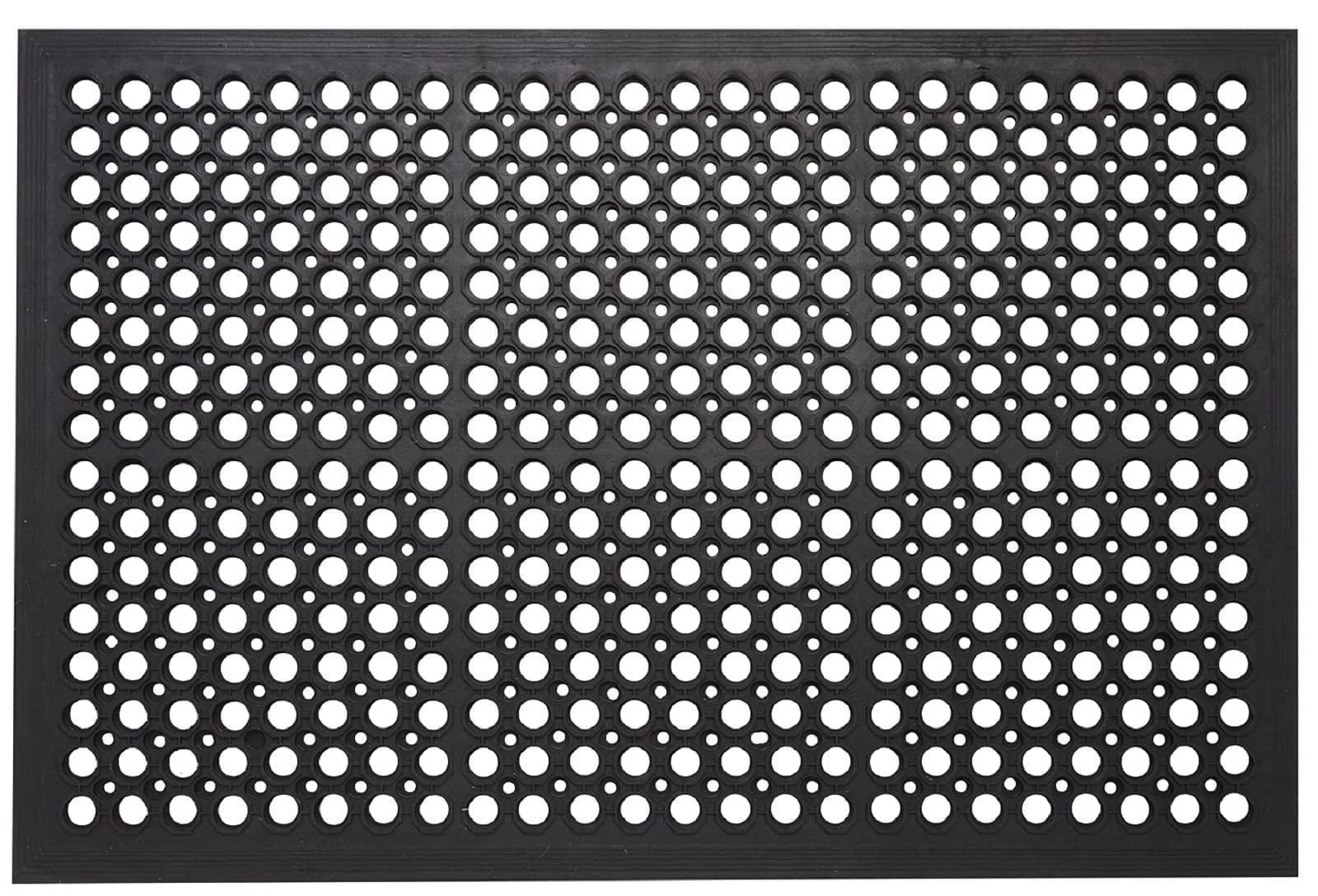 Black Rubber Anti-Fatigue Mat for Indoor/Outdoor Use, 24 x 36 Inches