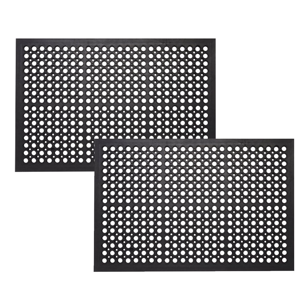 Black Rubber Non-Slip Anti-Fatigue Outdoor Mats, 36" x 60", Set of 2