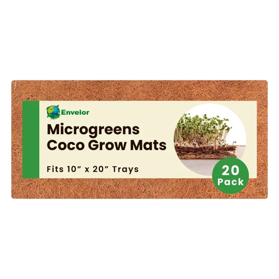 Envelor Coco Coir Fiber Grow Mat for Microgreens 10 x 20 Inches Coconut Coir Seed Starter Liner for Growing Trays, Hanging Baskets, Seed Starter Tray, Planter Sheets & Indoor Outdoor Plants, 20 Pack
