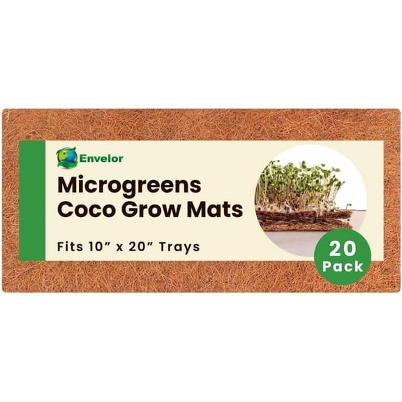 Envelor Coco Coir Fiber Grow Mat for Microgreens 10 x 20 Inches Coconut Coir Seed Starter Liner for Growing Trays, Hanging Baskets, Seed Starter Tray, Planter Sheets & Indoor Outdoor Plants, 20 Pack