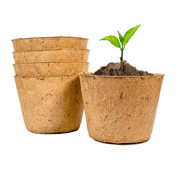 Envelor Coco Coir Plant Pots Seed Starter Tray Biodegradable Seed Starter Pots Coco Peat Pots Seedling Cups Small Plant Pots Germination Nursery Planting Tray Plant Starter Pots, 6 Inches 5 Pack