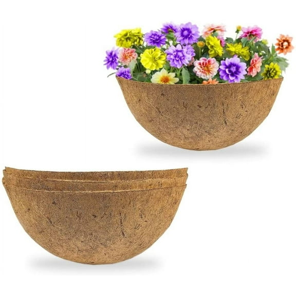 Envelor Coco Liners for Planters Hanging Basket Liners Replacement Coconut Liners for Planters Basket Liners Wire Baskets Round Window Box Liners Natural Coco Coir Fiber Plant Liner, 14 Inches, 4 Pack