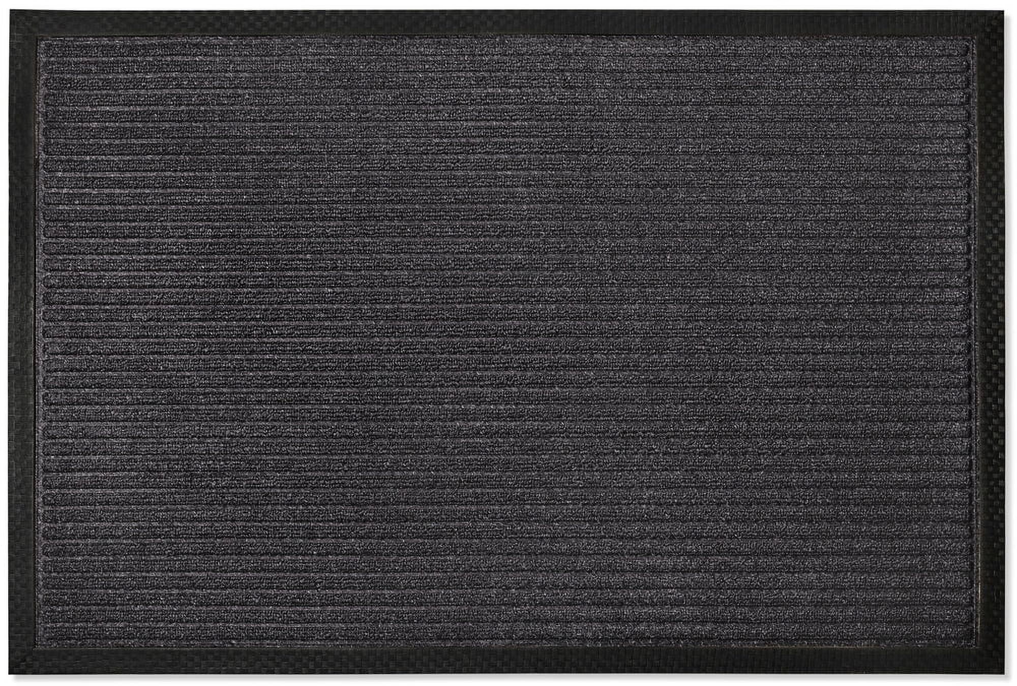 Black Striped Polypropylene Indoor Outdoor Doormat 24 x 36 Inches
