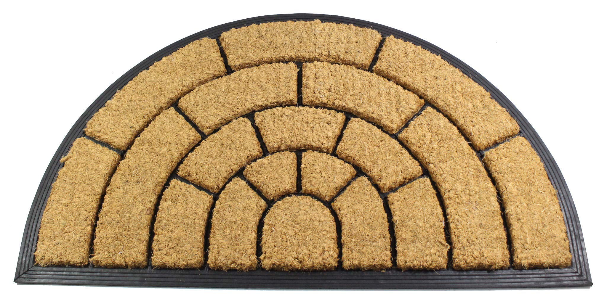 Half-Round Brown Coir Outdoor Door Mat with Rubber Backing