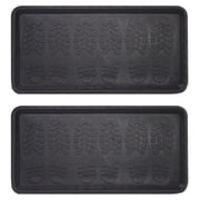 Envelor Rubber Boot Tray for Entryway Indoor Shoe Trays for Mudroom Wet Shoe Mat Tray Multiuse Rubber Water Tray Mud Mat Winter Boot Mat Large Utility Tray, Footsteps, 32 x 16 Inch, 2 Pack
