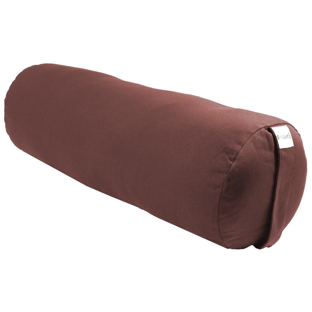 Brown Cylindrical Cotton Yoga Bolster Pillow
