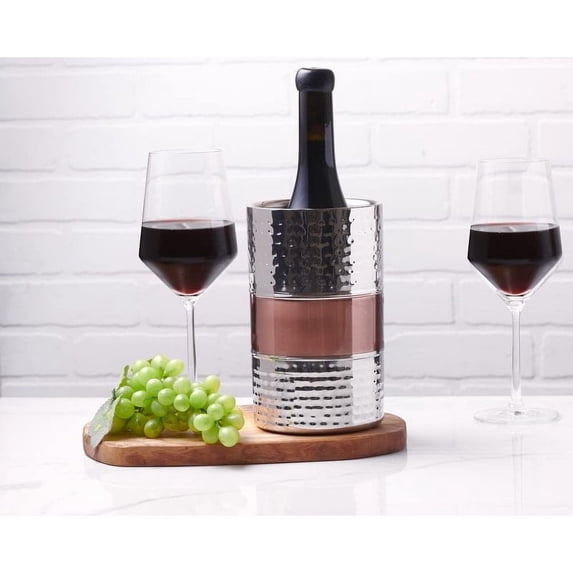 Envelor Sol Living Wine Chiller Bucket Double Wall Stainless Steel Barware Wine & Champagne Holder, 1.6 qt Silver and Copper