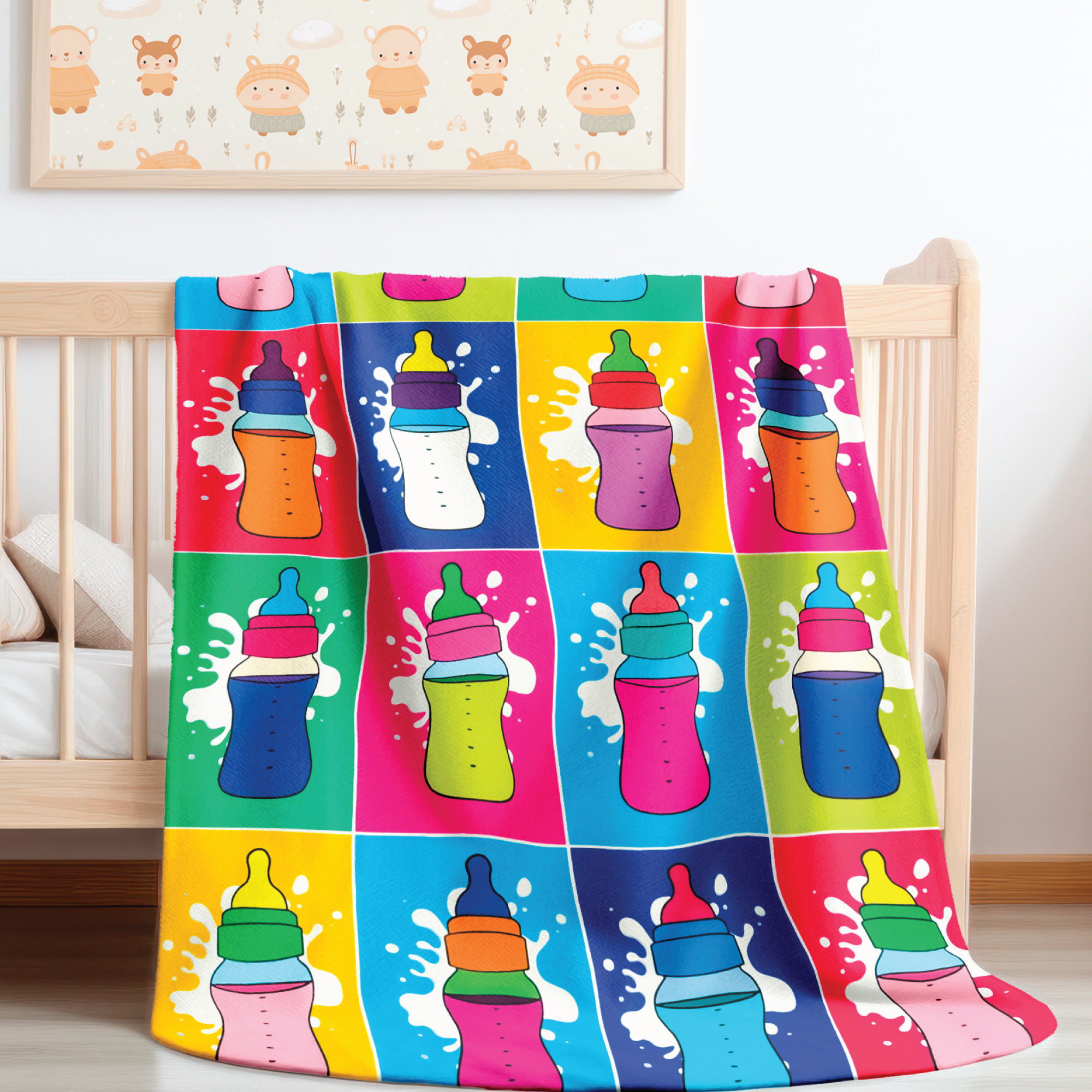 EnviSage Pop Art Soft Plush Sherpa Baby Blanket Girl Boy Toddler
