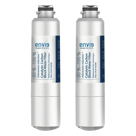 Envig Catalytic Carbon Refrigerator Filter (2 Pack), Chloramine Fridge Water Filter DA29-00020B, Replacement Samsung DA29-00020A/B, DA29-00020B-1, HAF-CIN/EXP, RF4267HARS, RF25HMEDBSR, RF28HMEDBSR