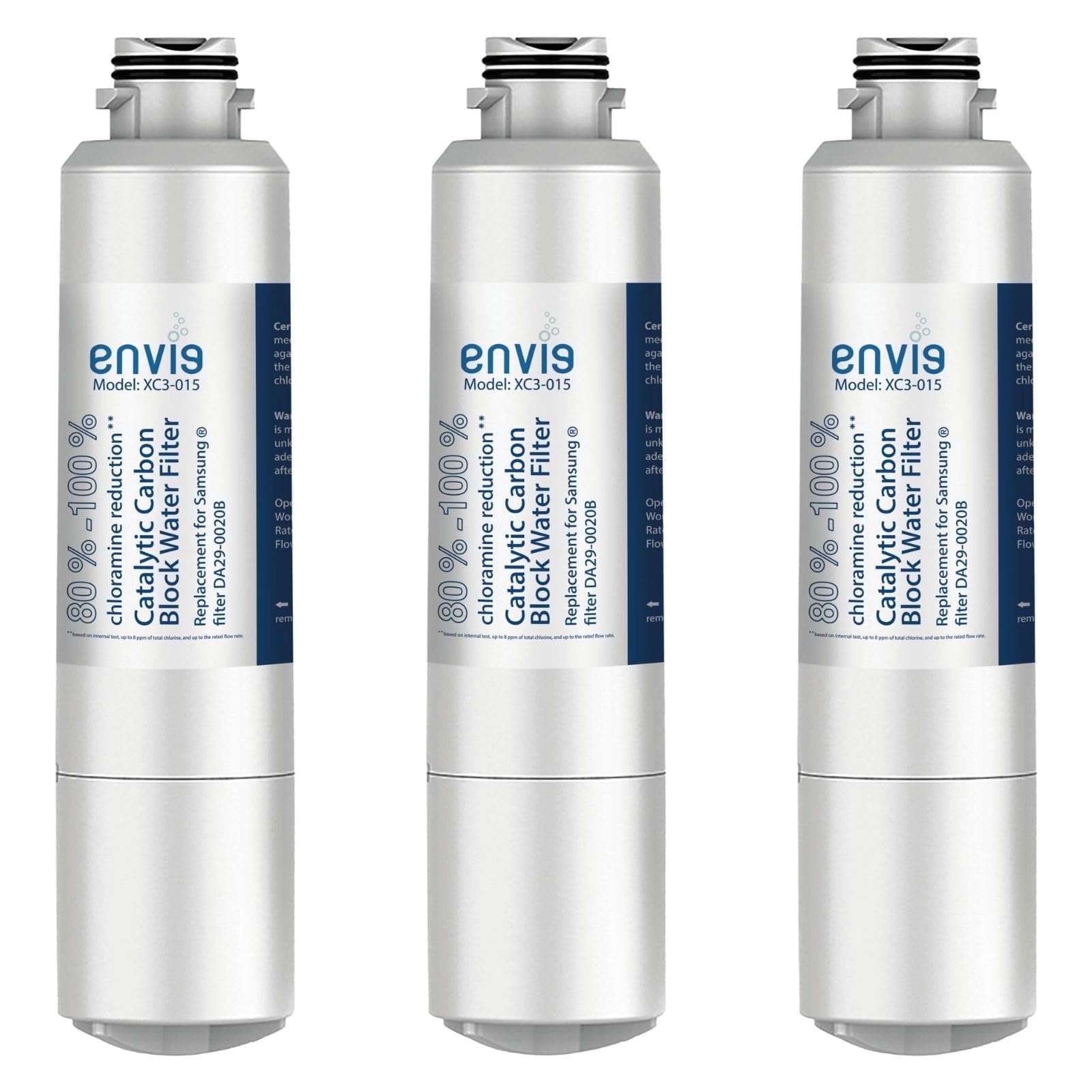 Envig Catalytic Carbon Refrigerator Filter (3 Pack), Chloramine Fridge Water Filter DA29-00020B, Replacement Samsung DA29-00020A/B, DA29-00020B-1, HAF-CIN/EXP, RF4267HARS, RF25HMEDBSR, RF28HMEDBSR
