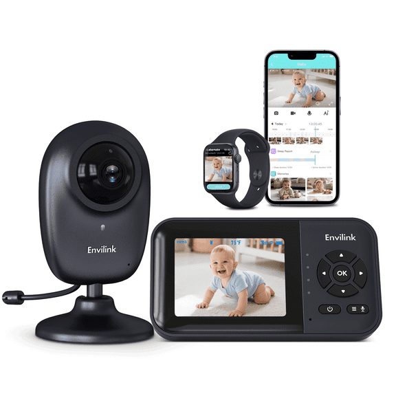 Envilink Smart Video Baby Monitor, 1080P Camera, Cry and Face Cover Detection, 1500ft Long Range
