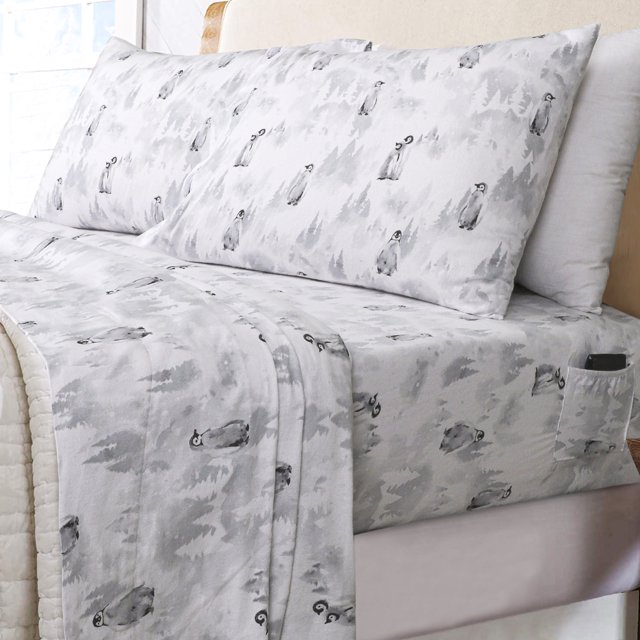 EnvioHome 100 Cotton Flannel Sheets Full Size Bed Sheets Set with Deep