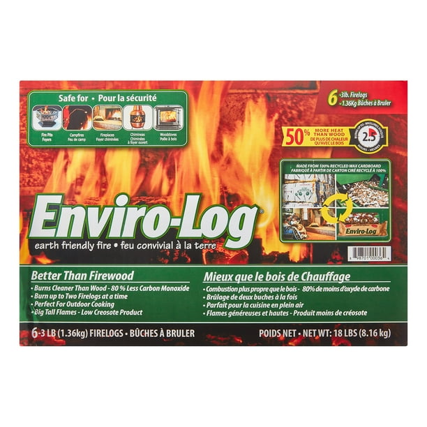 EnviroLog Indoor and Outdoor Fire Wood, 3 lb Firelogs, 6 Count