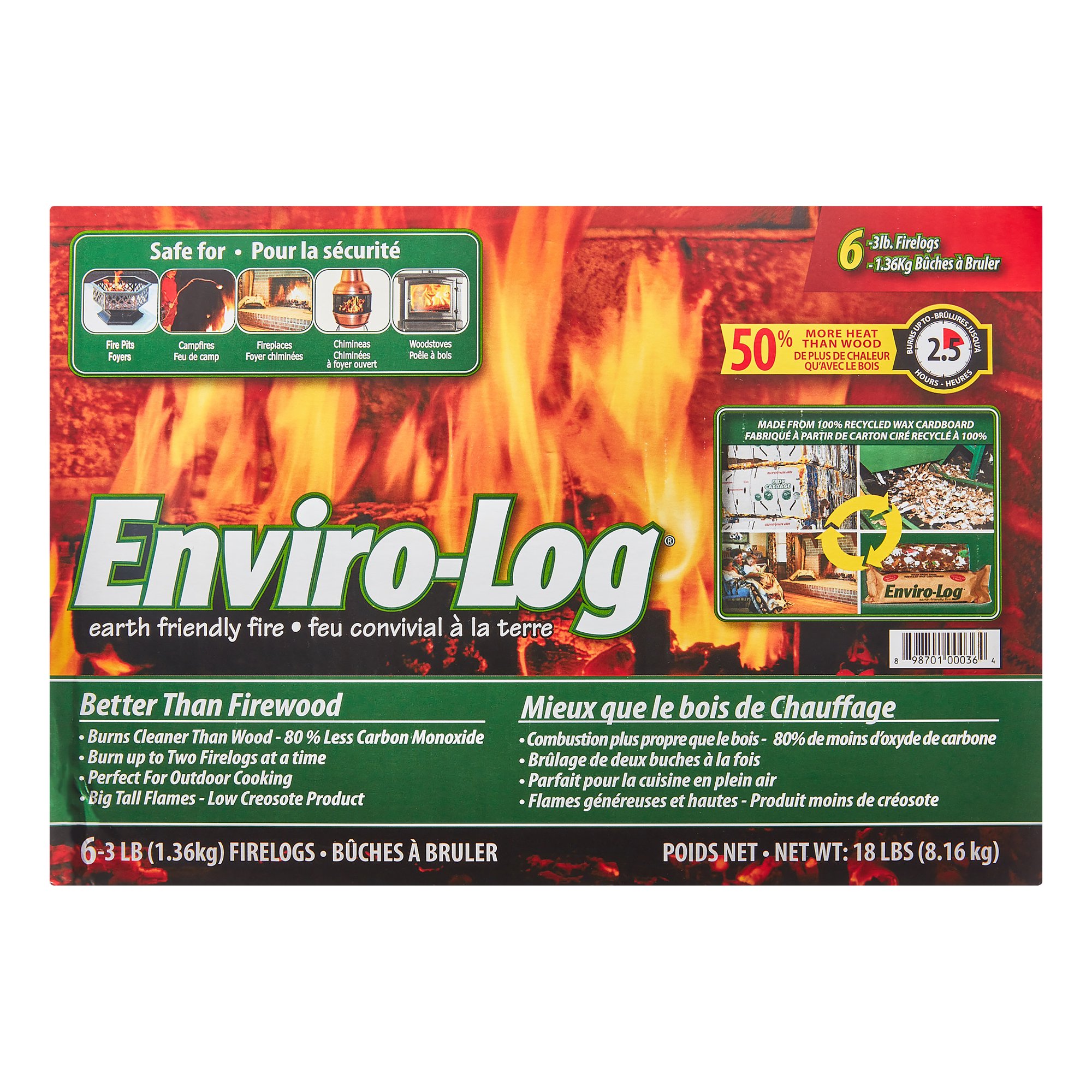 Enviro-Log Indoor and Outdoor Fire Wood, 3 lb Firelogs, 6 Count, 18 lbs -  Walmart.com