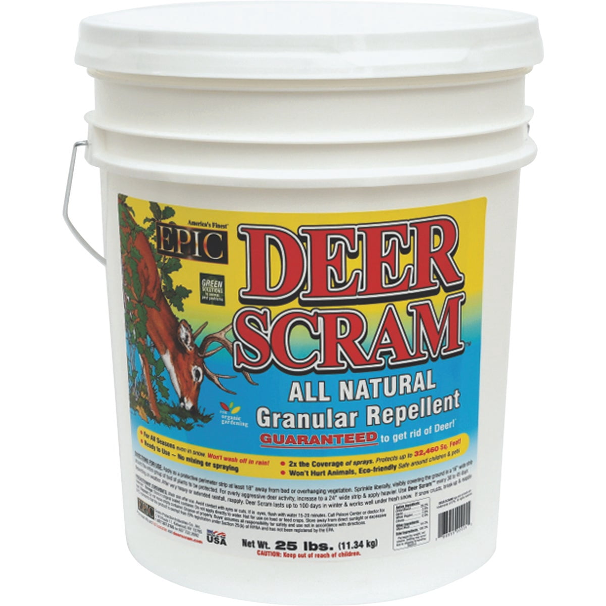 Enviro Pro 1025 Deer Scram Repellent Granular White Pail, 25 Pounds (3-(Pack))