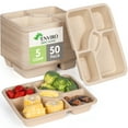 thumbnail image 1 of Enviro Safe Home - Disposable & Compostable 5 Compartment Bamboo Plates - 50 Pack, 1 of 5