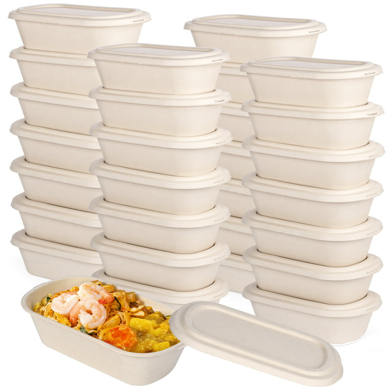 Enviro Safe Home Compostable Meal Prep Containers - Disposable Food Storage Container with Lid - 50 Pack, 37oz - Microwavable, Oven Safe, Biodegradabl