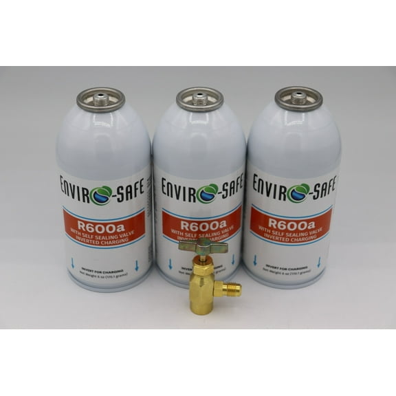 Enviro-Safe R-600a Refrigerant with 7/16" Self Sealing K28 6 oz , 3 cans/tap