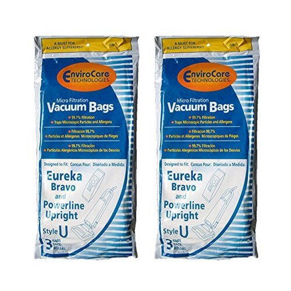EnviroCare 6 Compatible with Eureka Style U Allergen Bags, Bravo II, Powerline, Direct Air, Worl