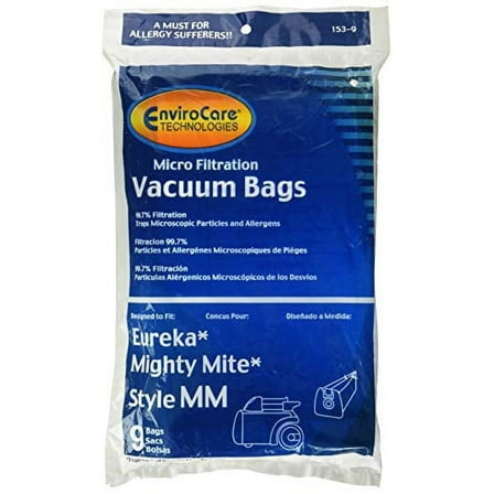EnviroCare Canister Vacuum Cleaner Bags for Eureka Style MM, Mighty Mite 3670 & 3680 Series (9 Pack)