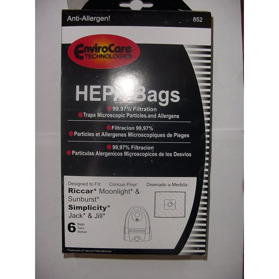 EnviroCare Replacement Designed To Fit Riccar Moonlight & Sunburst Canister Hepa Vacuum Cleaner Bags