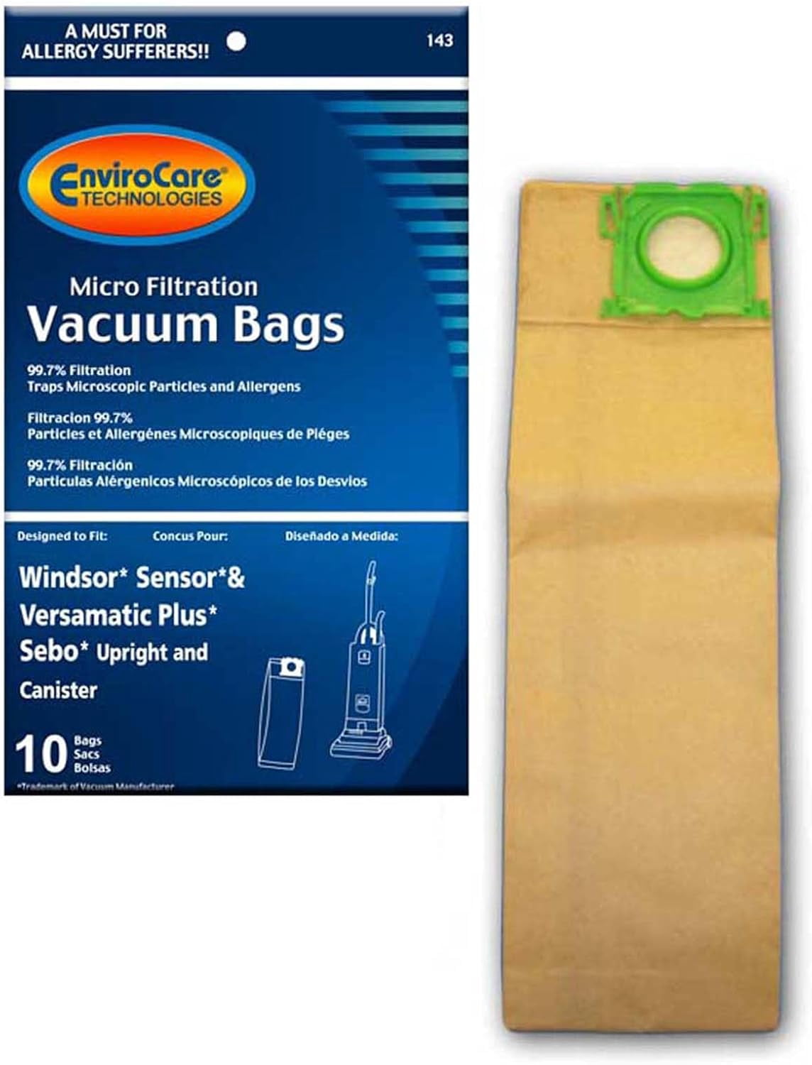 EnviroCare Replacement Vacuum Bags For Hoover WindTunnel W2 Uprights - Micro Filtration, 12 Pack