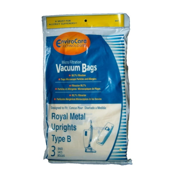12 EnviroCare Replacement Vacuum Bags Designed to Fit Royal Upright Type B Vacuum Cleaner Allergy Bags, 3 Pack Vacuum Cleaner Bags