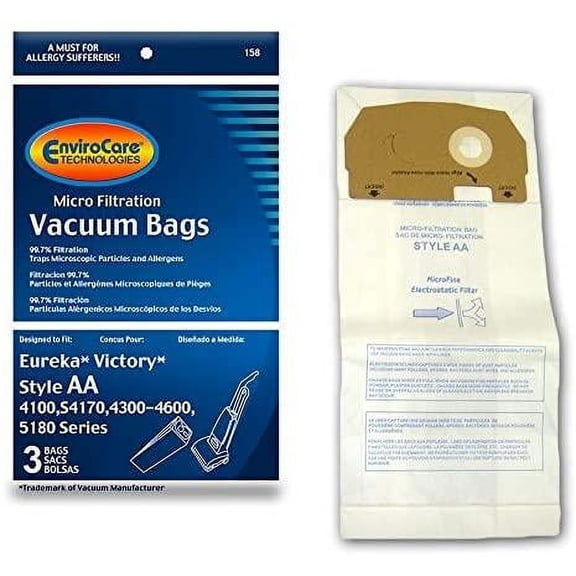 EnviroCare Replacement Vacuum Bags for Compatible with Eureka AA - 3 Pack