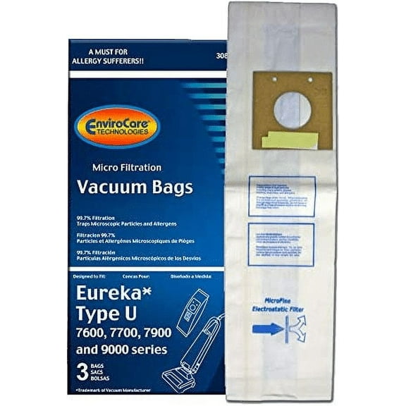EnviroCare Replacement Vacuum Bags for Compatible with Eureka Style U Models - 3 Pack