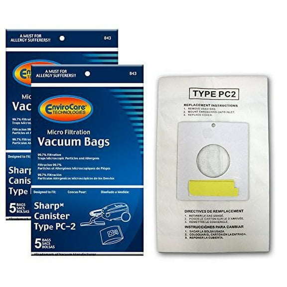 EnviroCare Replacement Vacuum Bags for Compatible with Sharp Canister Type PC-2 10 Pack