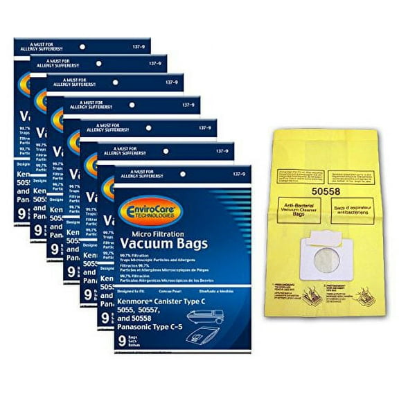 EnviroCare Replacement Vacuum Bags for Kenmore Canister Type C or Q 50555, 50558, 50557 and Panasonic Type C-5 63 Bags