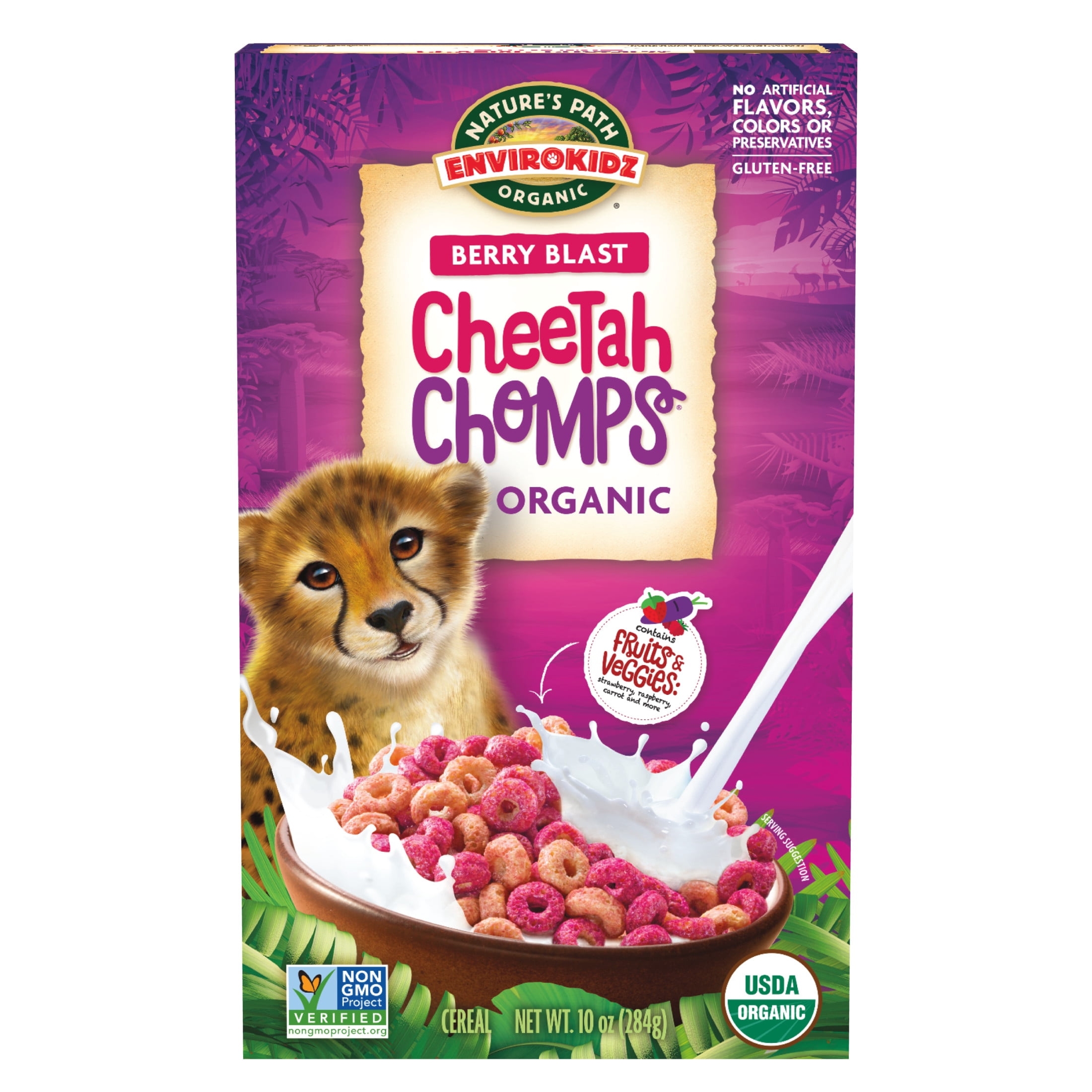 EnviroKidz, Organic Breakfast Cereal, 10oz Box, Cheetah Chomps