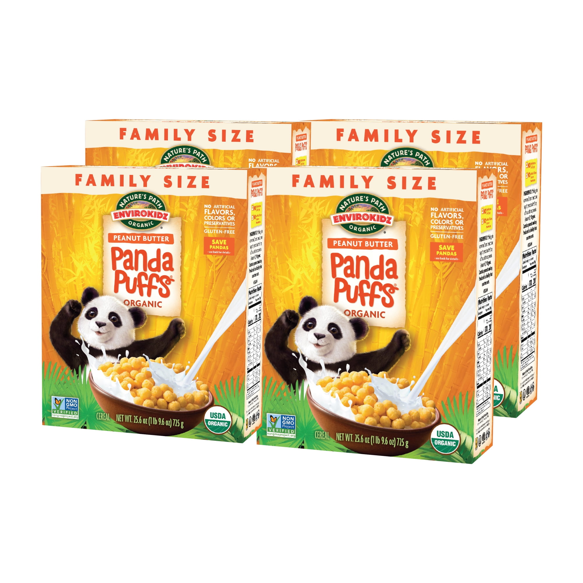 EnviroKidz Organic Panda Puffs Breakfast Cereal, 25.6oz Box (pack of 4)