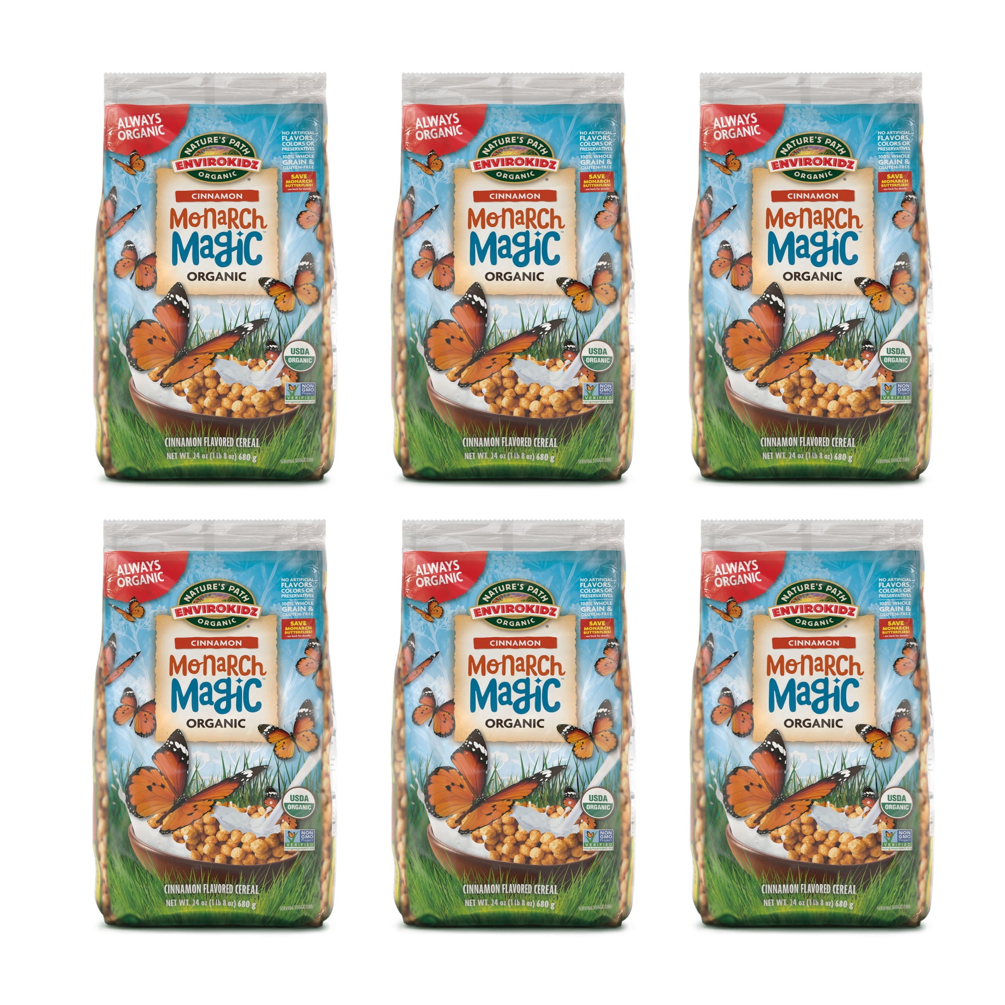 EnviroKidz Organic Monarch Magic Breakfast Cereal, 24oz Bag (pack of 6)