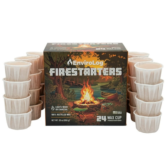 EnviroLog Fire Starters, 24 Ct, Earth Conscious for Indoor and Outdoor use with 20 min Burn Time