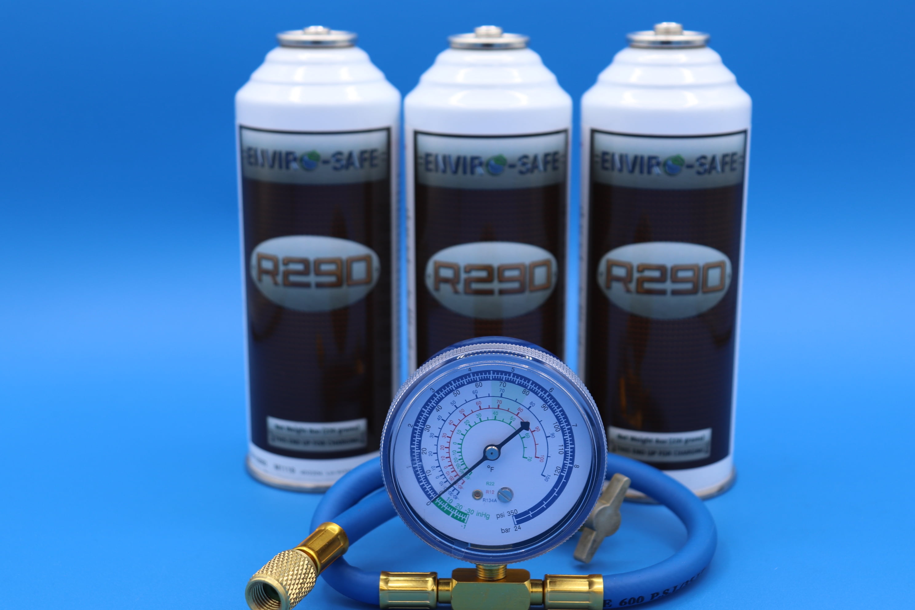 EnviroSafe R-290 Refrigerant Can & Gauge Kit 3 Pieces