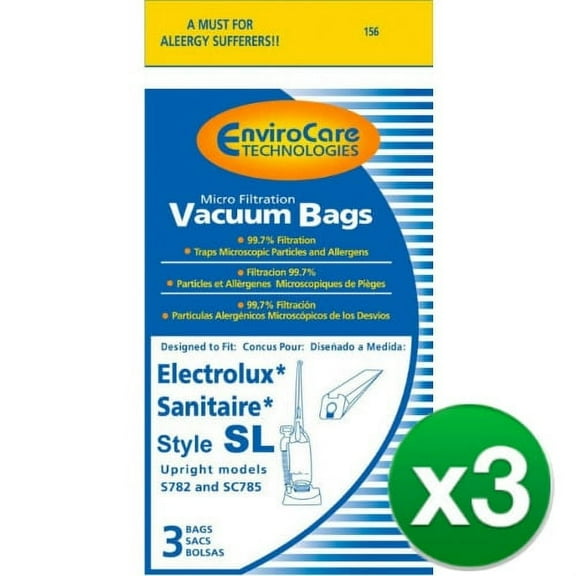Envirocare 61125A / 156 Style SL Replacement Micro Vacuum Bags (3 Pack)