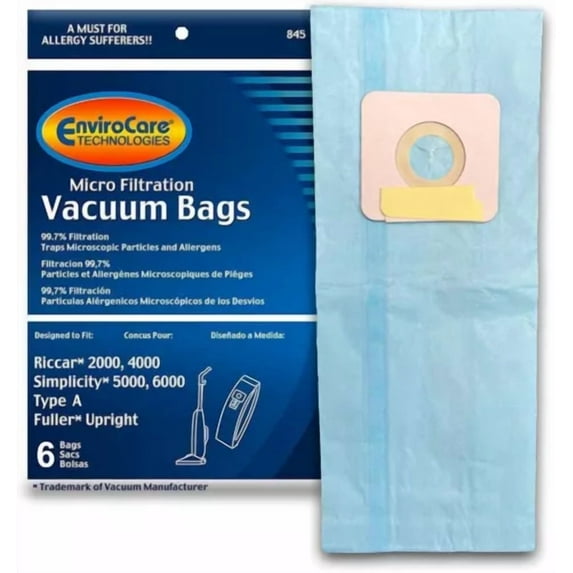 Envirocare Vacuum Cleaner Dust Bags Fit Riccar Type A 6 Pack