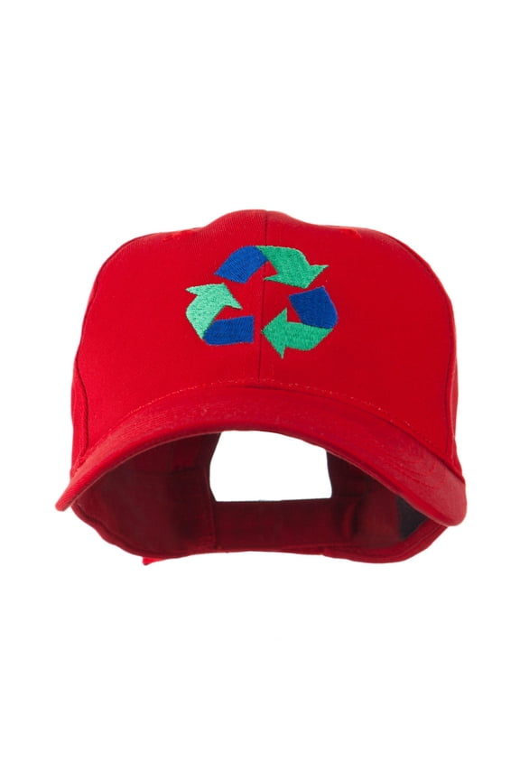 Environment Friendly Recycle Logo Embroidered Cap - Red OSFM