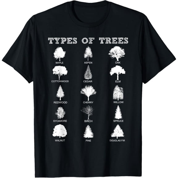 Environment Types Of Trees Earth Day Nature Outdoor Lover T-ShirtMen and women, Black T-shirt, size: Extra large