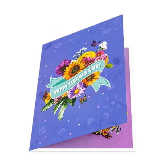 Environmental Friendly Burst Up Teacher Appreciation Card With Spacious Message Area and Dynamic Plan